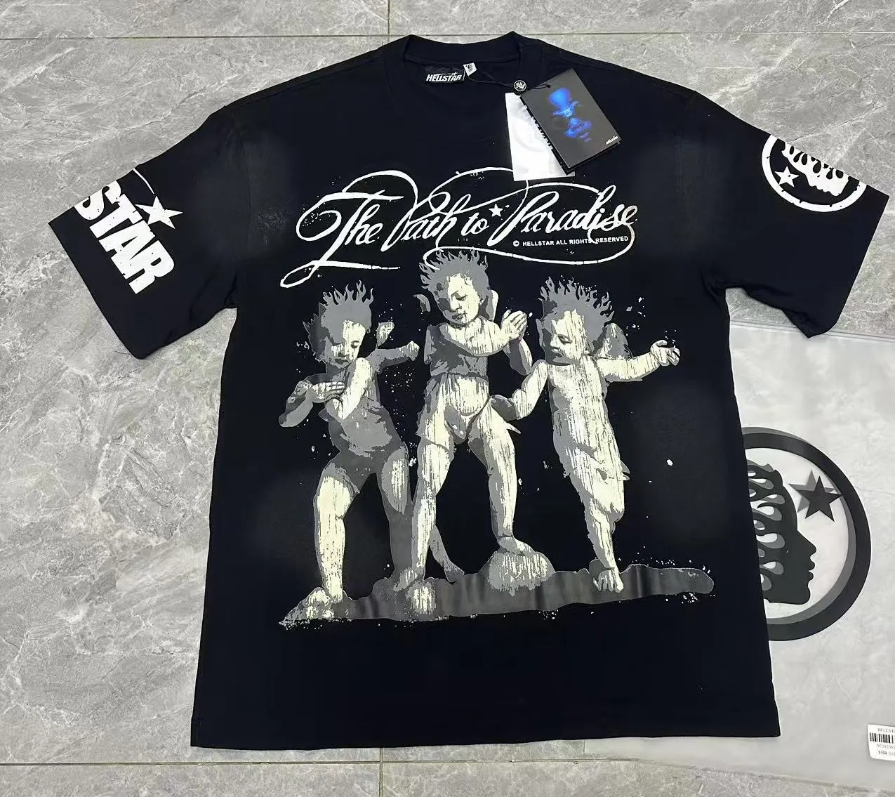810# Black ｜ P62 In Stock Hellstar T （fabric):32 250 Sizes（size）：S-M- L- X L （colour）： Black 👉 👉